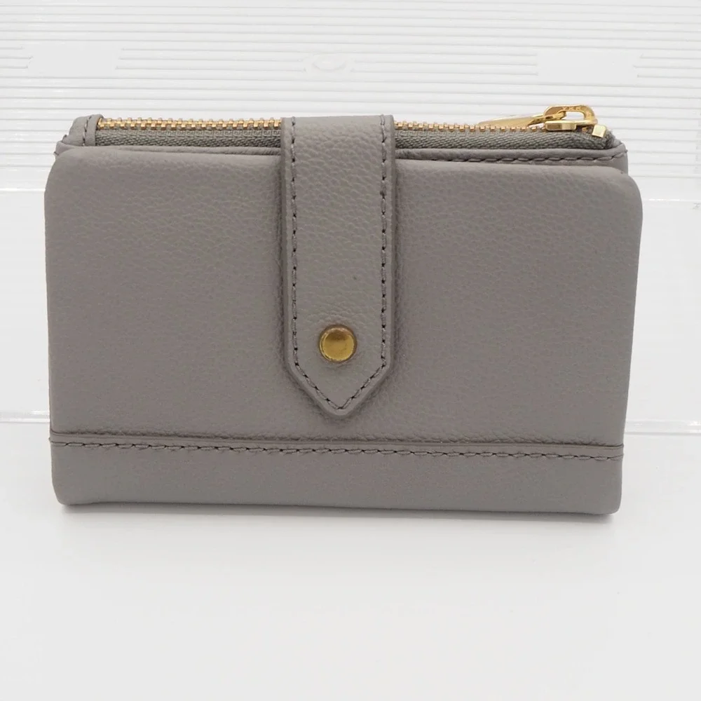 Fossil Lainie Multifunction‎ Pebbled Leather Tri-Fold Wallet Snap Closure